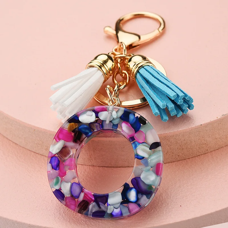 

Key Chain 26 English Letters Transparent Acrylic Crystal Tassel Bag Pendant Letter Key Ring Attractive woman Gift High Quality