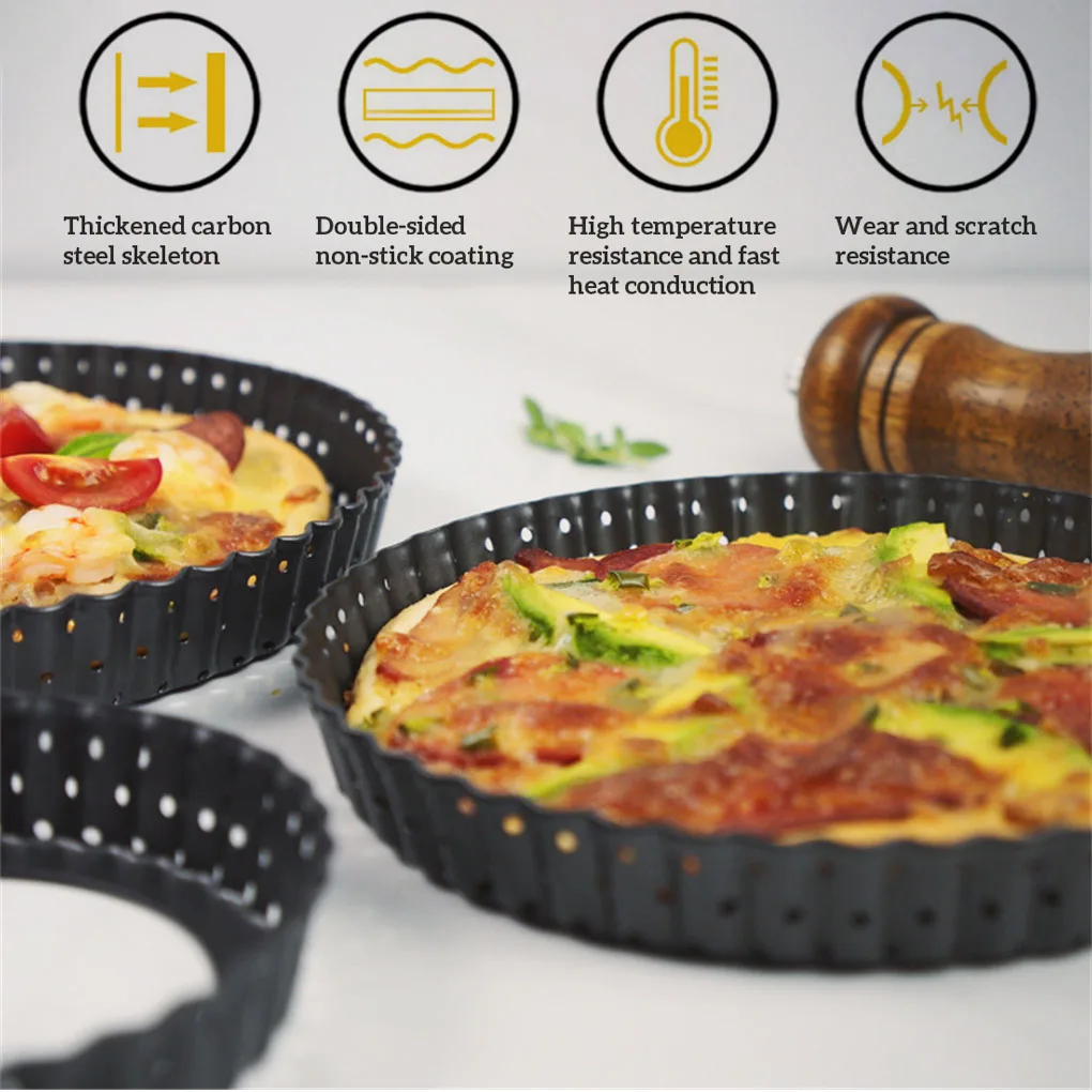

5/8/9inch Carbon Steel Non-stick Pizza Baking Pan Mesh Tray Plate Round Deep Dish Pizza Pan Tray Mould Bakeware Baking Tool