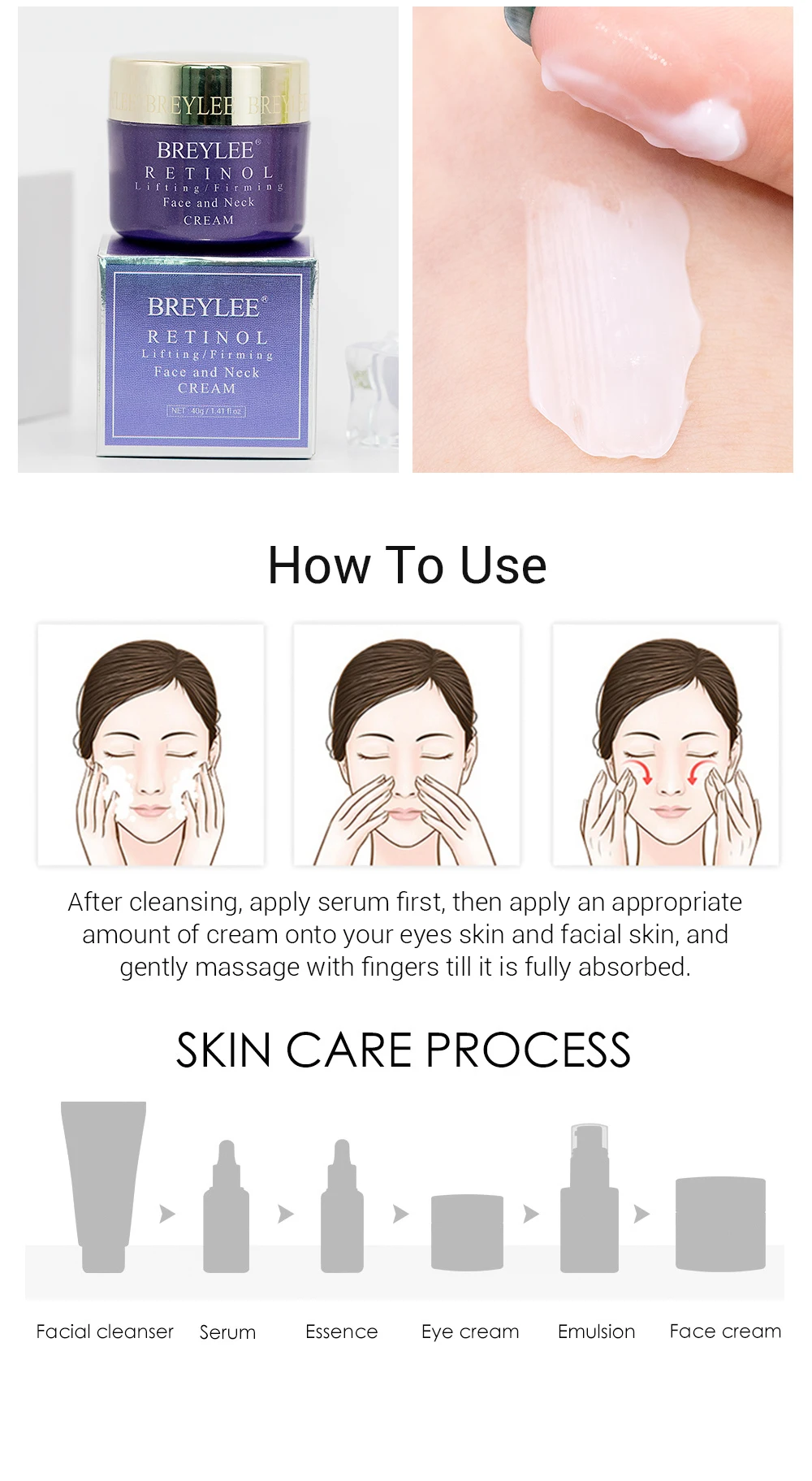 Breylee Retinol набор Антивозрастная укрепляющая сыворотка для лица крем для глаз крем для лица для удаления тонкой линии морщин подтягивающий увлажняющий уход за кожей