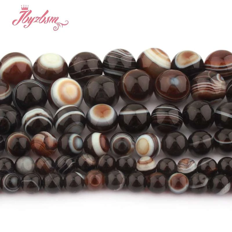 

Natural Black Eye Agates Round Smooth 6/8/10/12mm Loose Stone Beads For Jewelry Making Necklace Bracelet DIY Strand 15"