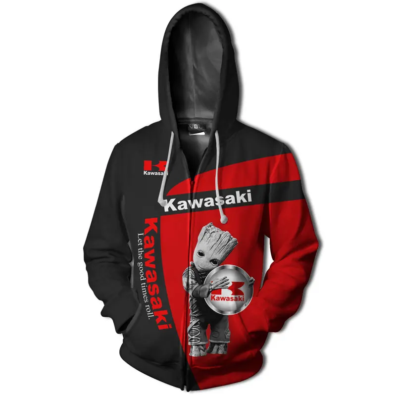 

New Fashion Kawasaki Hoodie Motorcycle Logo 3D Print High Quality Jacket Spring Autumn Harajuku Hip Hop Hoodie Leisure Sportwear