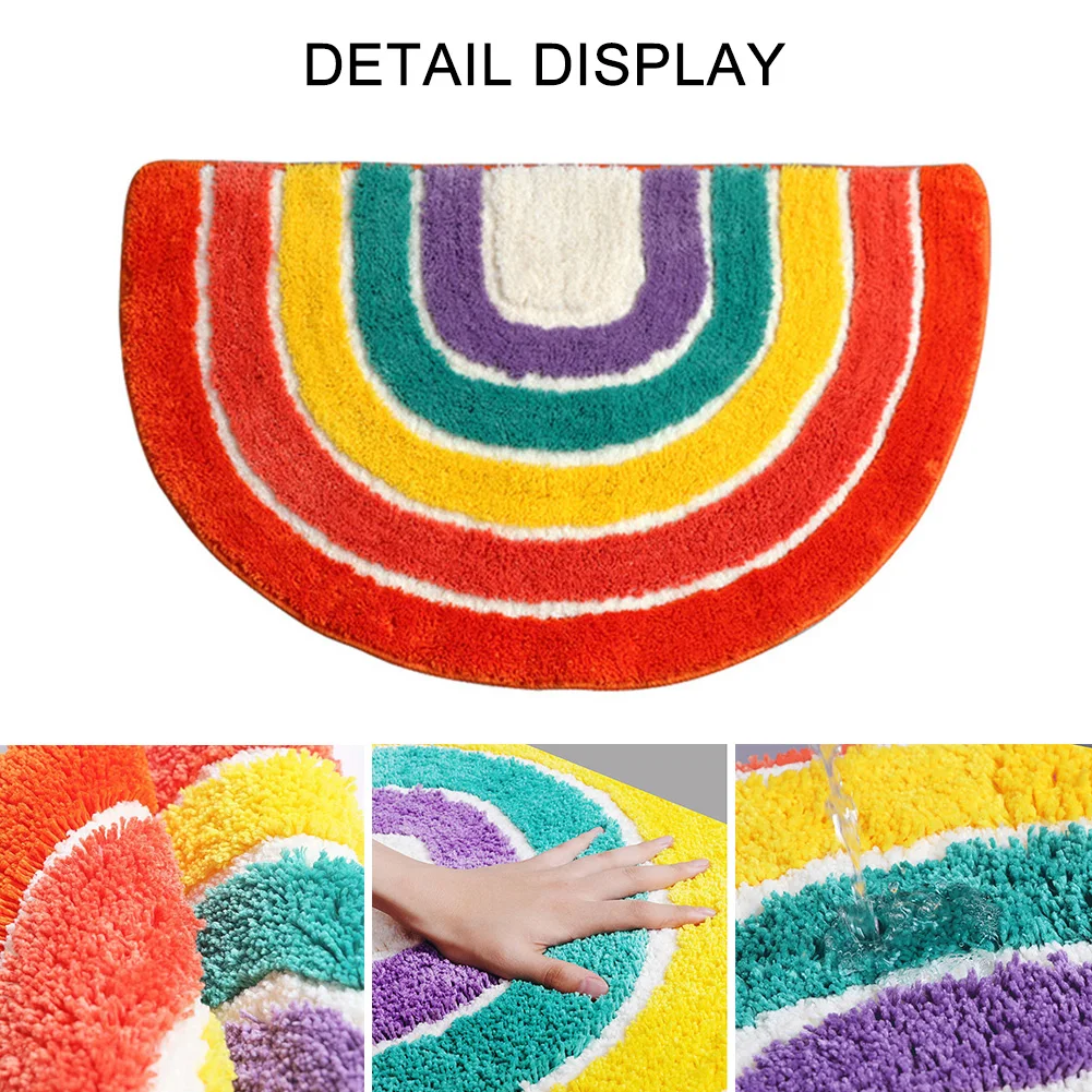19 6 × 31 4 дюйма нескользящие коврики с рисунком радуги полукруглый напольный