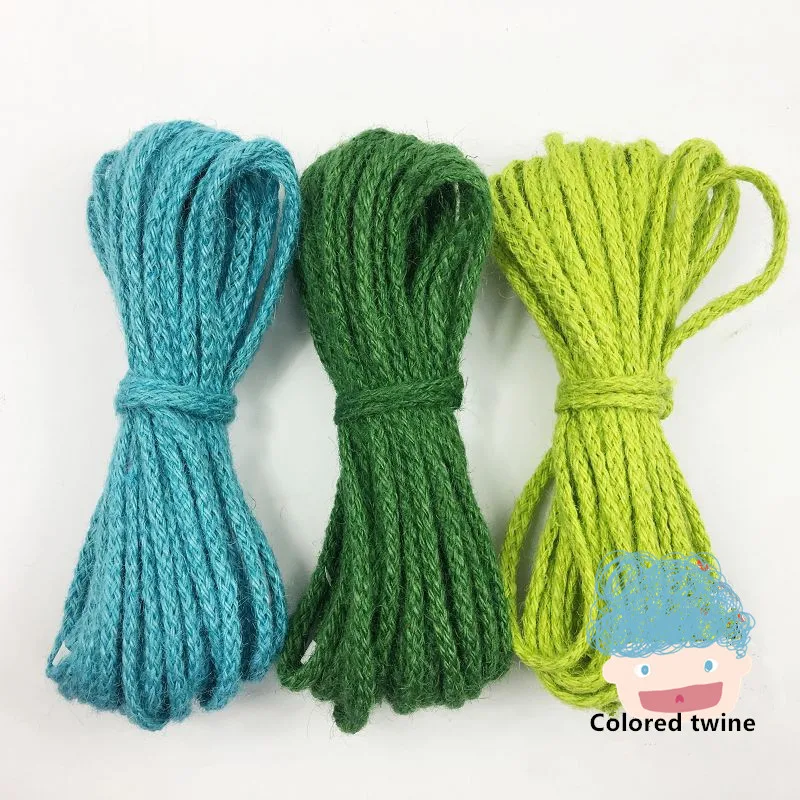 Разноцветная круглая пеньковая веревка диаметром 5 мм плетеная красочная