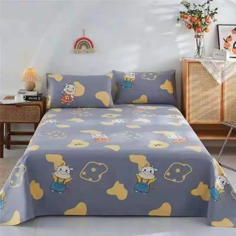 

(Bed sheet + pillowcase) cotton 3-piece set of old coarse cloth bed sheet thickened encryption single double cotton linen sheet