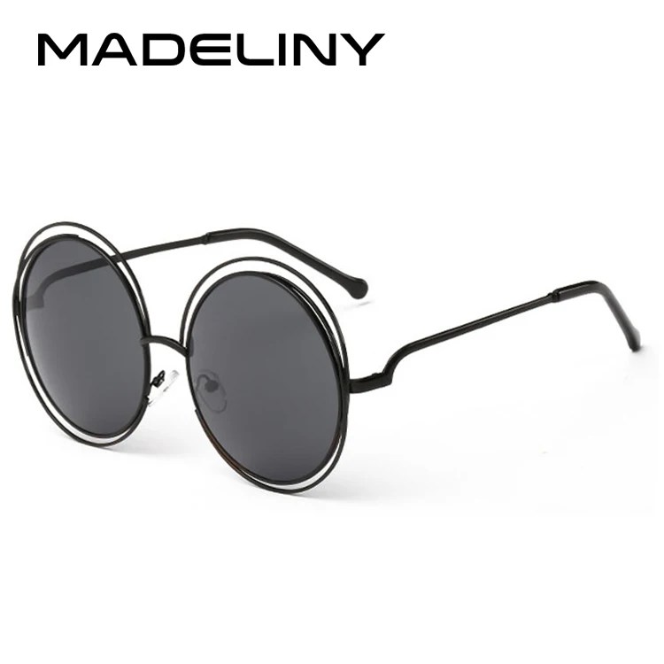 C1 Black MADELINY, модные круглые солнцезащитные очки в проволочной оправе для женщин, новинка, винтажные градиентные солнцезащитные очки, унисекс, брендовые дизайнерские очки MA164 - Цвет линз: C1 Black