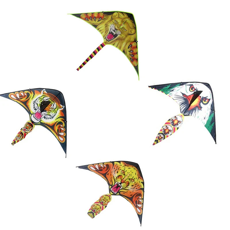 

New Colorful Tiger/Lion Hard-winged Kite Nylon Outdoor Kites Flying Toys For Children Stunt Kite Surf With Control Bar And Line
