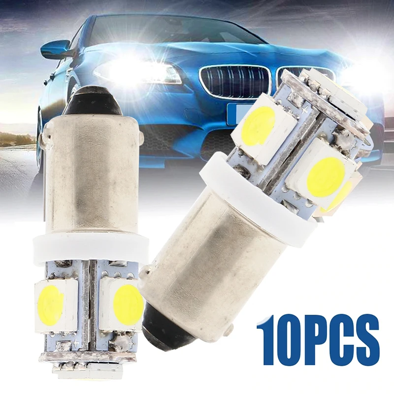 

10 шт., T4W BA9S 5 SMD 5050 автомобильный внутренняя Светодиодная лампа боковой габаритный задний фонарь для чтения дверей, номерного знака белого и ...