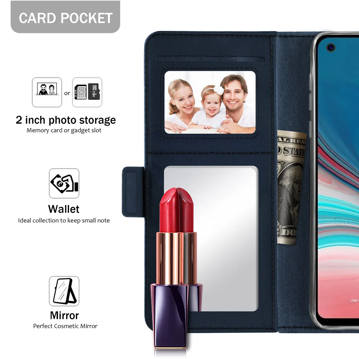 Для samsung Galaxy A50 чехол для телефона кожаный зеркальный слот для карт флип-чехол с подставкой для samsung A40/A30/A20/A10/S10 plus/S10e чехол