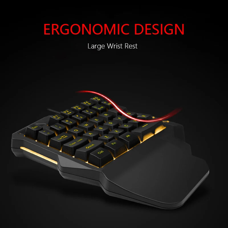 redthunder one handed gaming keyboard rgb backlit portable mini gaming keypad ergonomic game controller for pc ps4 xbox gamer free global shipping