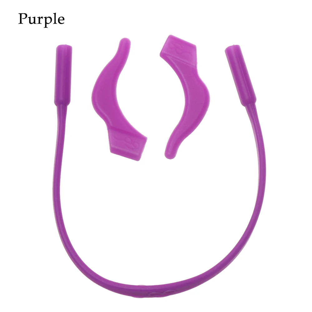 purple 1 комплект, детские силиконовые очки, ремешок, ушные крючки, шнурок для очков, очки на веревке, держатель, спортивные очки, аксессуары, новинка - Цвет: purple