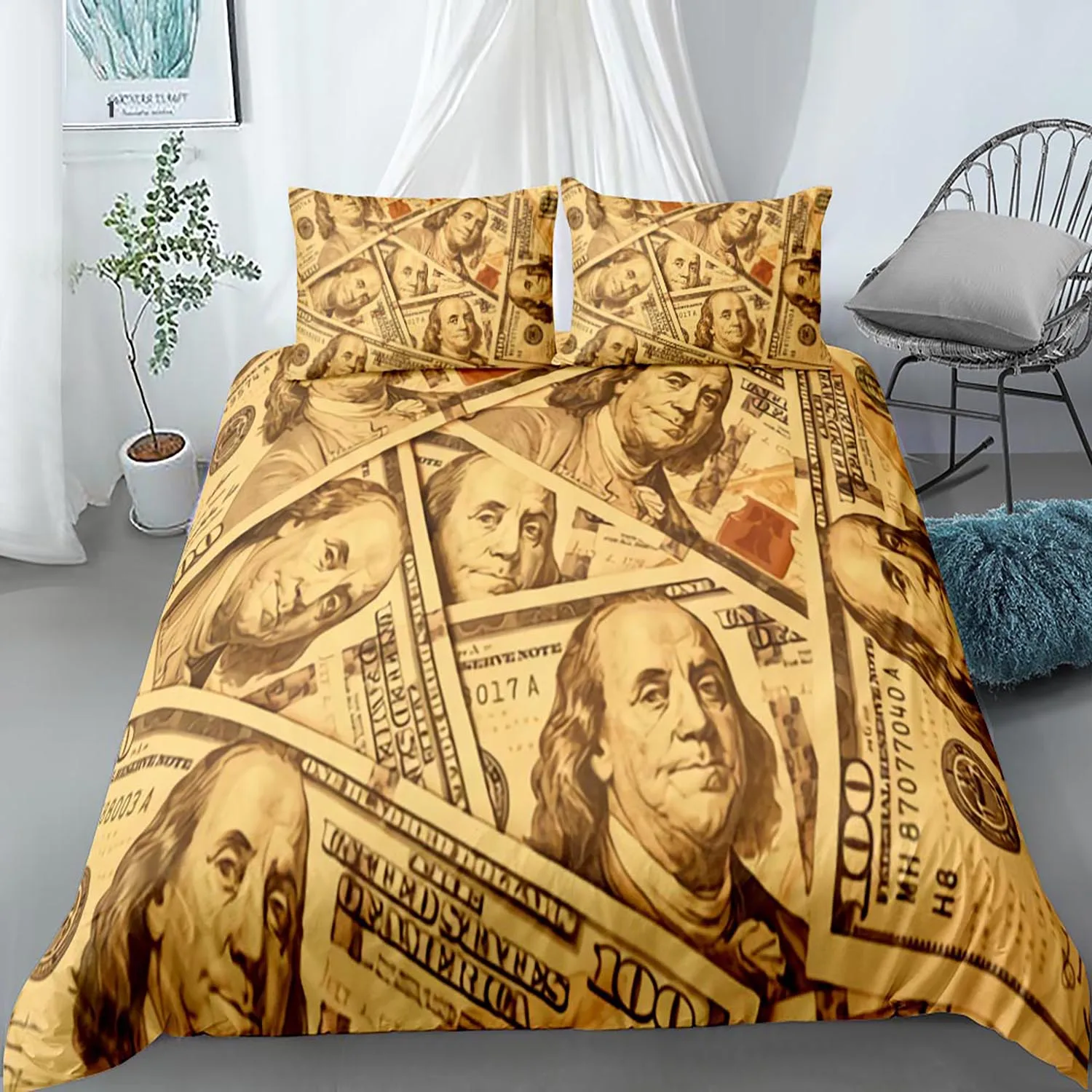 

Funny Design Money Dollar Bedding Set Single Twin Full Queen King Size Money Bed Set Kid's Kid Bedroom Duvetcover Sets 013