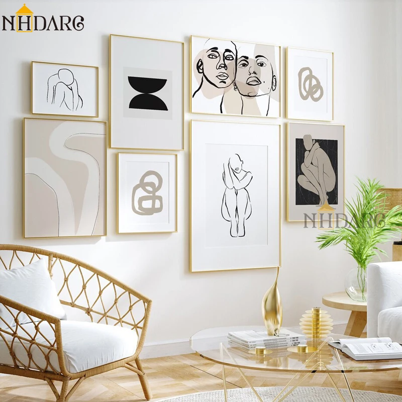 

Black White Abstract Body Line Minimalist Style Canvas Print Simplicity Painting Posters Wall Pictures Art Room Home Decoration