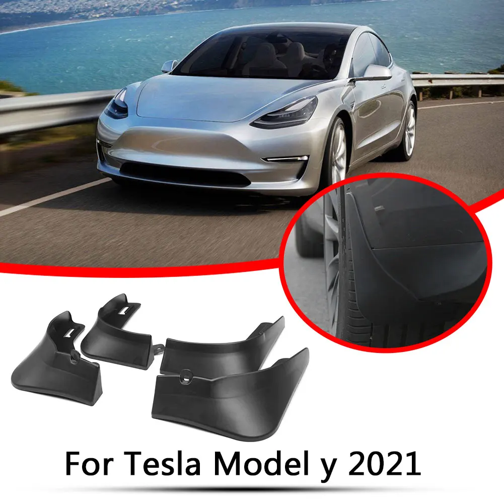 

4pcs Car Mud Flaps Front Rear Splash Guards Mudguard No Drilling Required for Tesla Model Y 2021 Matte Black Auto Accessories