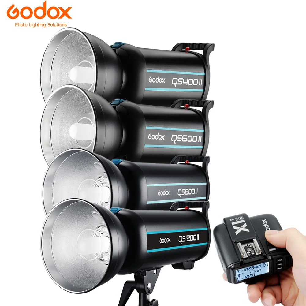 Godox QS400II 400WS / QS600II 600WS / QS800II 800WS / QS1200II 1200WS + X1T 2,4G беспроводной передатчик студийный стробоскоп