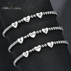 Браслет Nextvance из нержавеющей стали с гравировкой, с именной датой, сердечком, бусинами, для женщин и девушек, подарок на день рождения, сделай сам