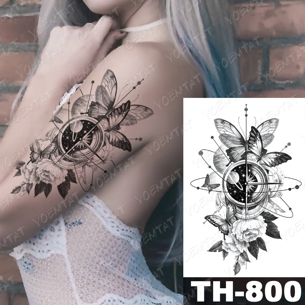 

Waterproof Temporary Tattoo Stickers Nun Cross Snake Rose Peony Flower Flash Tattoos Female Cool Girl Body Art Fake Tatoo Male