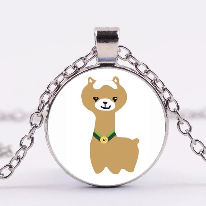 Cute Animal Alpaca Llama Pride Necklace Choker Sweet Cartoon Pattern Crystal Glass Cabochon Pendant Kids Jewelry | Украшения и