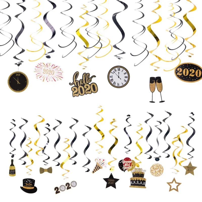 30 шт. подвесные колпаки декоративный комплект черный и золотой с новым год