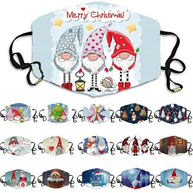 

FUN XMAS SANTA ELF GONK GNOME FACE MASK COVERING BREATHABLE WASHABLE