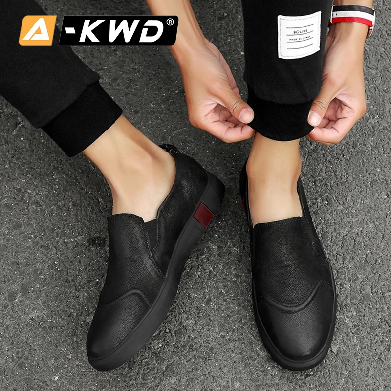 Слипоны повседневные мужские туфли кожаные Mocasin Hombre/простая кожаная обувь на