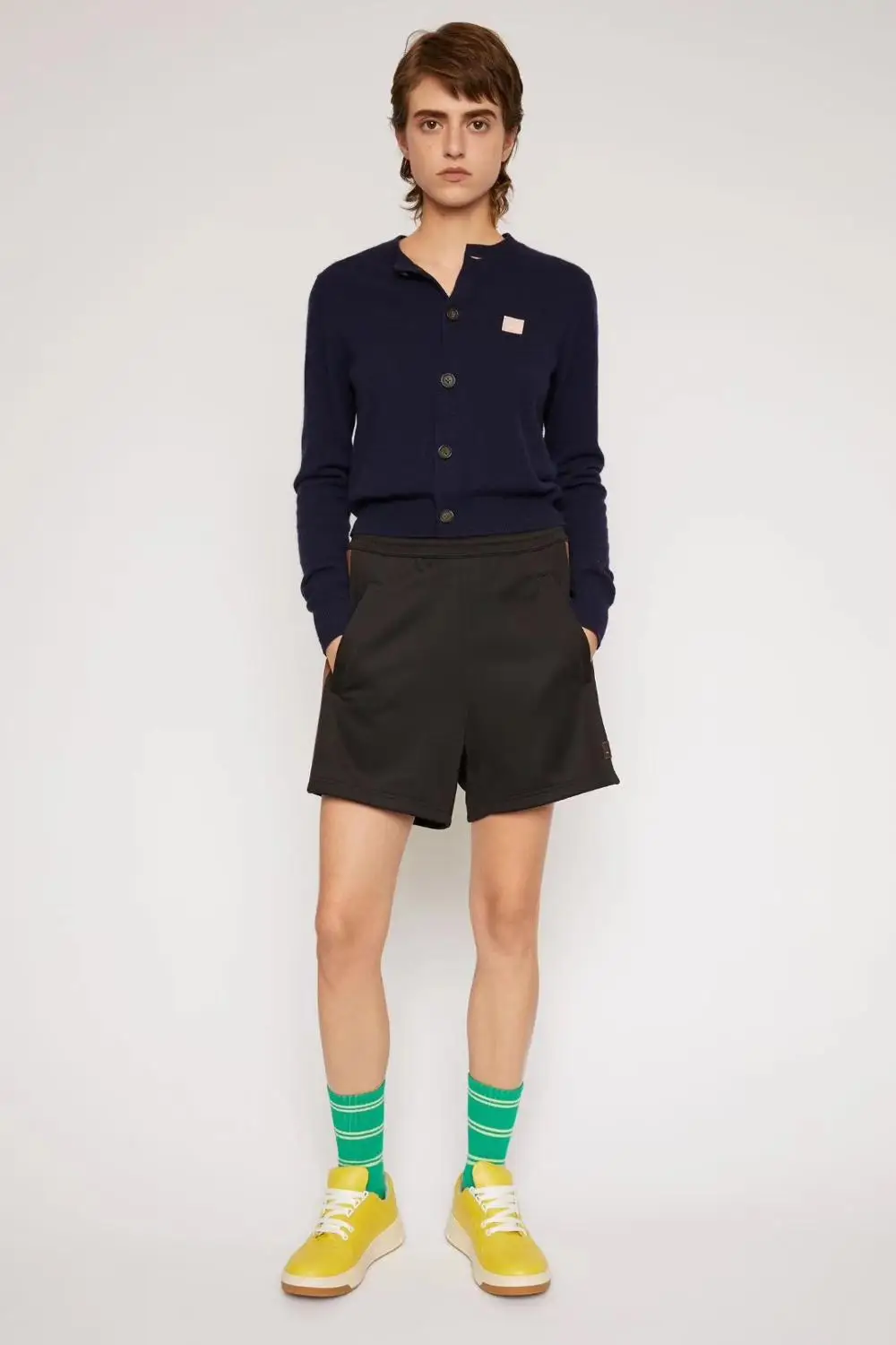 New 2020 Spring AC  studios Smiling face 100% Wool Sweater Smiley Cube Square Crew O-Neck Cardigan A3