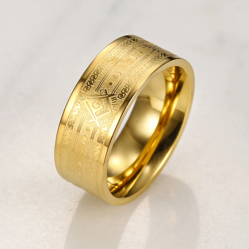 Блестящее Золотое кольцо с масонской вывеской для женщин и мужчин ювелирные
