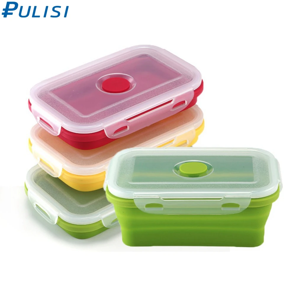 Силиконовый Складной Контейнер Bento Портативный Ланч бокс безопасная посуда для