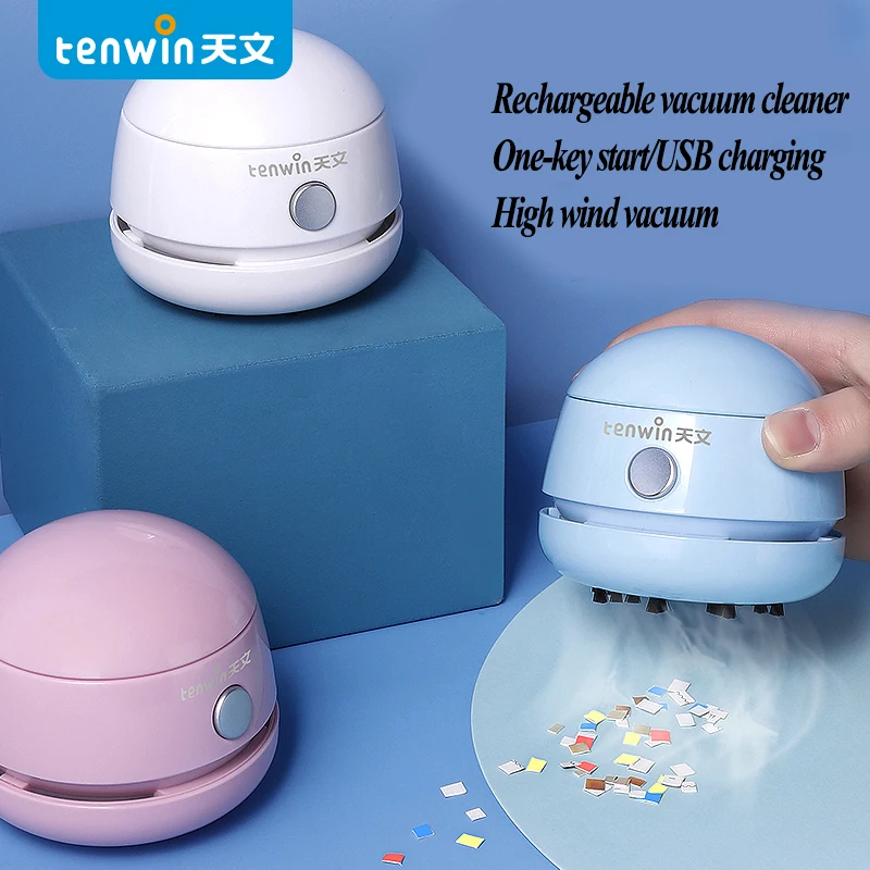

TENWIN Desktop Vacuum Cleaner Rechargeable Student Portable Automatic Mini Pencil Shavings Suction Machine School Supplies