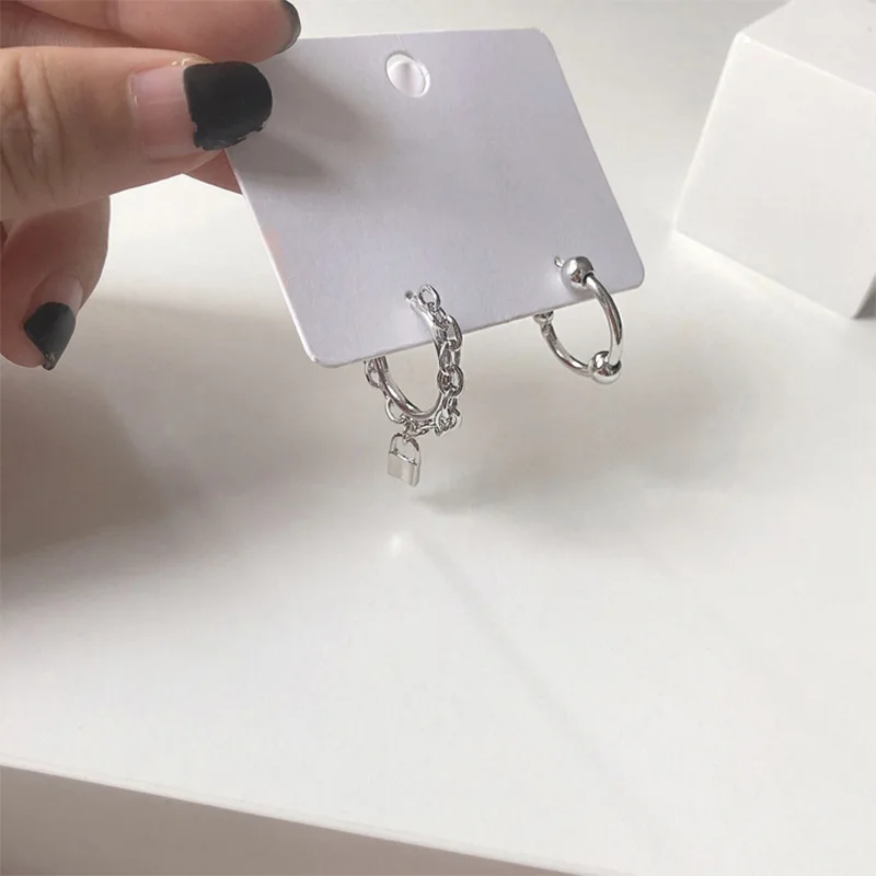

Trendy Creative Chain Lock Asymmetric Female Earrings Cold Wind Elegant Temperament Fashion Earrings Wholesale