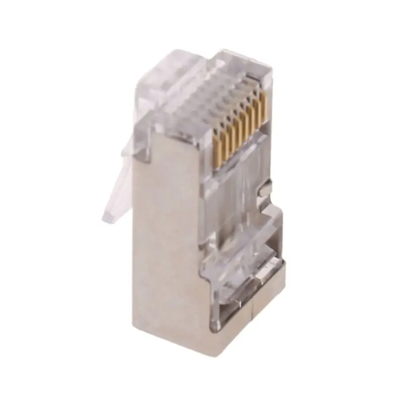 

100Pcs Network Crystal Plug Cat6 8Pin RJ45 8P8C Shielded Stranded Crimp Modular Plug Connector Socket