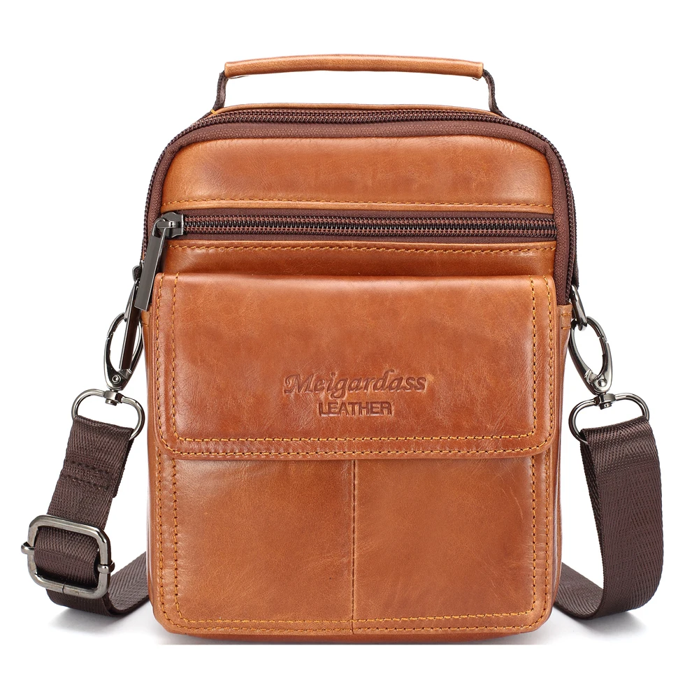 Сумка на плечо с откидной крышкой для мужчин саквояж-мессенджер из натуральной
