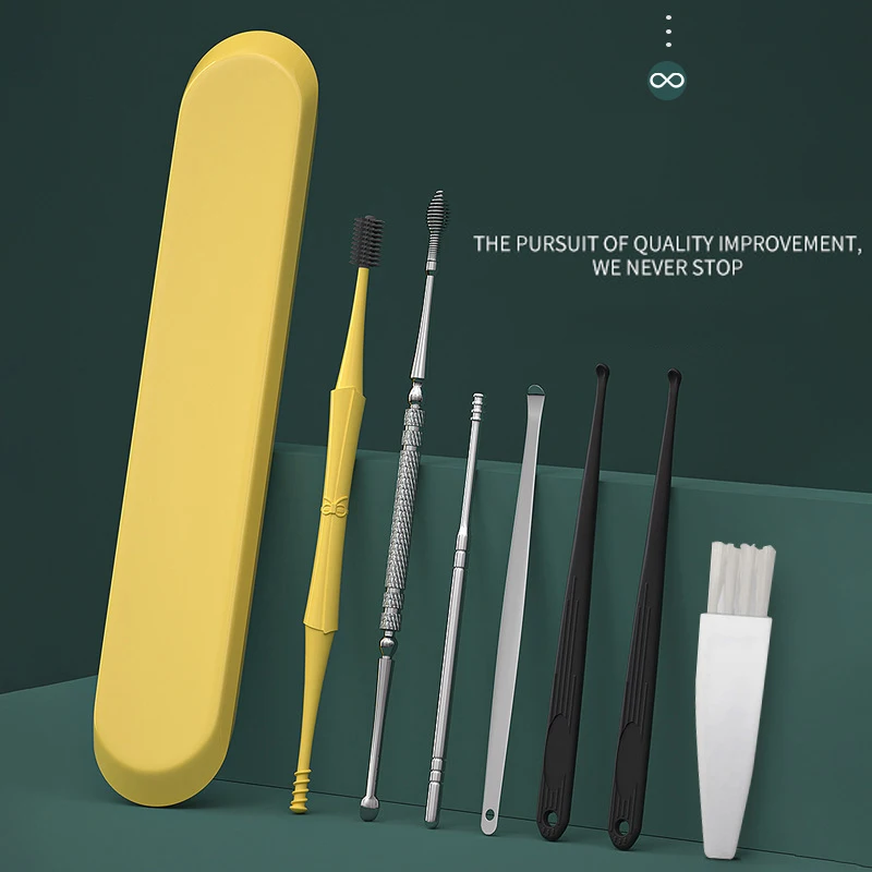 

1 2 7PCS Ear Cleaner Wax Pickers Earpick Wax Remover Curette Ear Pick Cleaner Kit Spoon Care Ear Clean Tool Earpick Curette