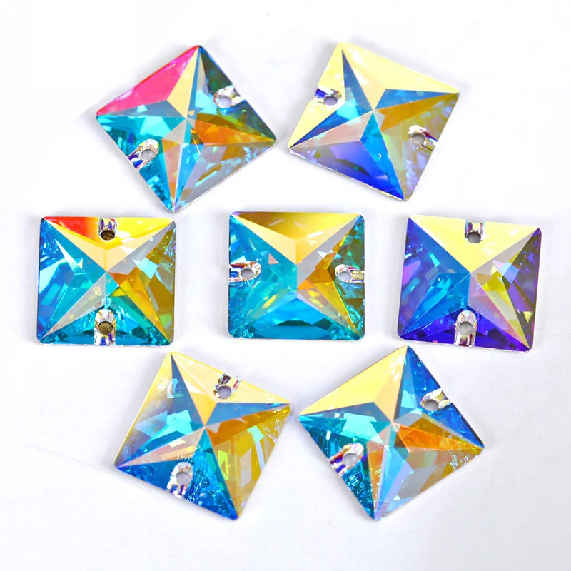 Высококачественные Кристальные квадратные камни всех размеров 3240 AB для шитья с