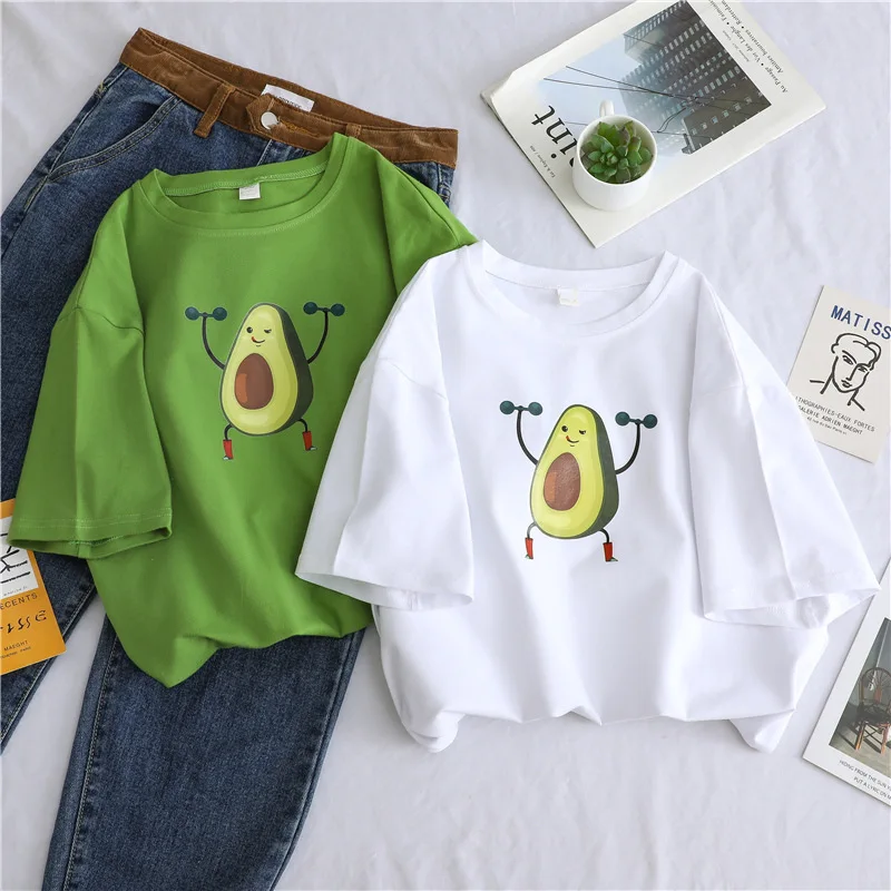 

T-shirt Women's Loose Large Size Avocado Green Short-sleeved Ins Fashion Korean Version of the Wild 2021 Summer Bf Wind Jacket W