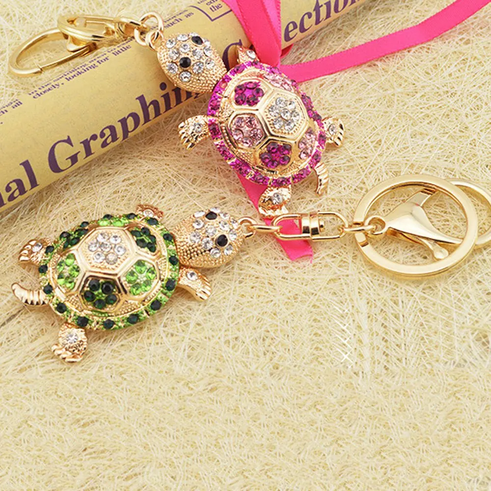 

Creative Rhinestone Turtle Key Chain Glitter Metal Turtoise Pendant Bag Ornament Bag Decoration Cute Key Ring Key Accessories