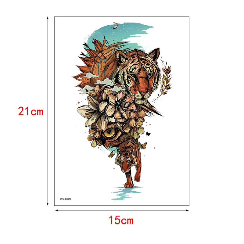 Animal Tattoo Body Art Sticker Ferocity Lion Wolf Tiger Design Fashion Waterproof Temporary for Woman Man Sleeve Arms Leg | Красота и