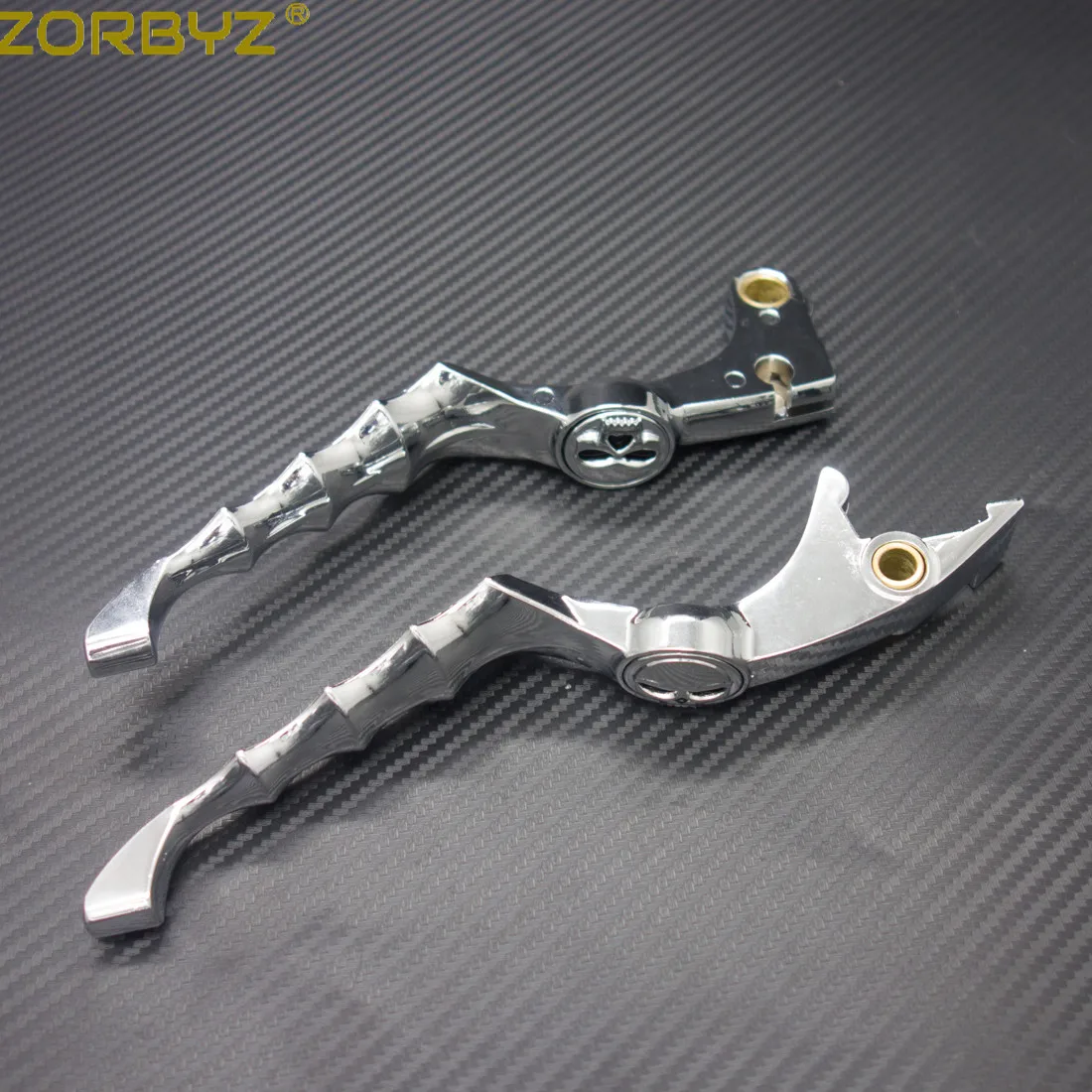 ZORBYZ мотоциклетный хромированный стальной Череп Скелет тормозной рычаг