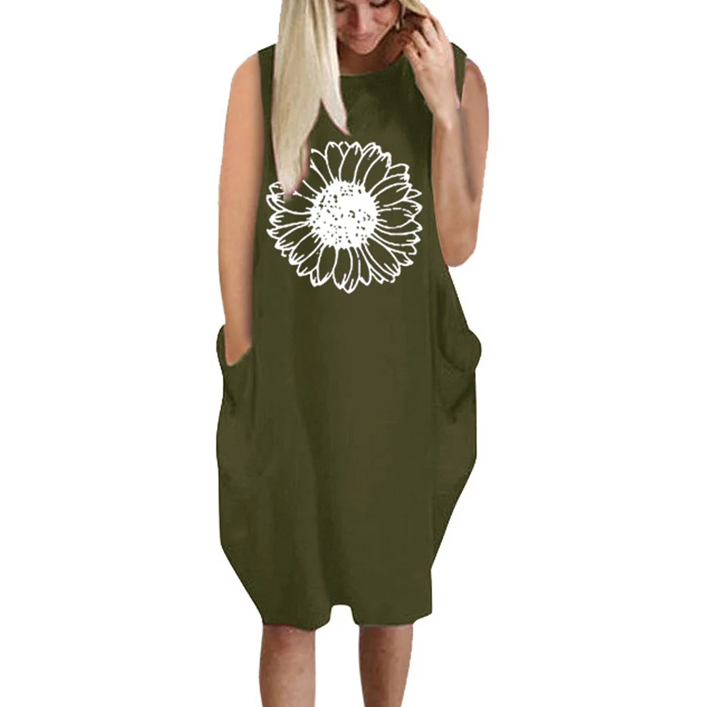 

Basic Plus Size Women Summer Dress Sleeveless Crew Neck Loose Dress Casual Dress Oversized Harajuku Female Vestidos