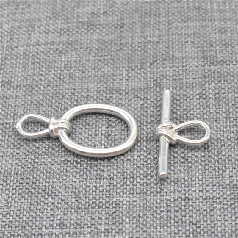 2 sets of 925 Sterling Silver Oval Bar Toggle Clasps for Necklace Bracelet Jewelry Making