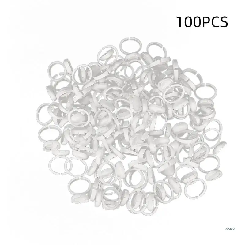 100Pcs Lash Glue Holder Ring Cups Extension Volume Lashes Quick Blossom 2 Methods of Use White/Pink/Green | Красота и здоровье