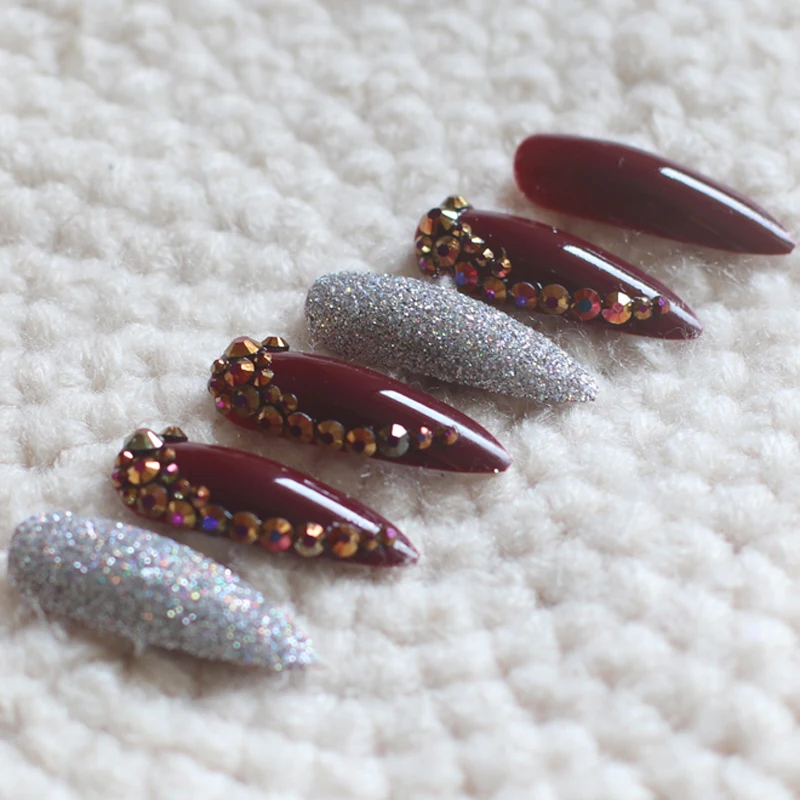 Сверхдлинные овальные накладные ногти тонкие художественные салонные с