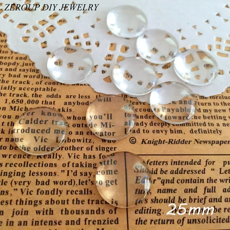 

Handmade Transparent Clear Glass Cabochon 25mm Round Supplies for Jewelry Accessories 10pcs