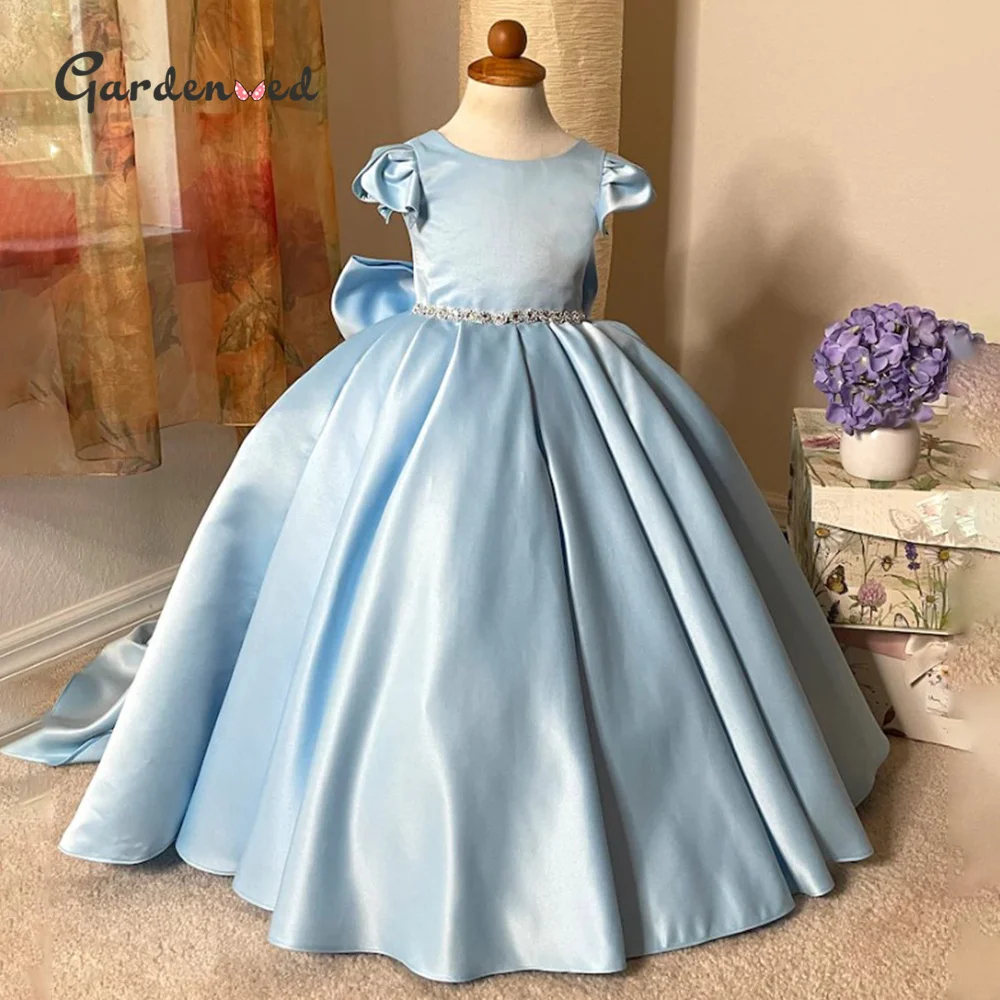 

Пышное кружевное вечернее платье для маленьких девочек, детские многослойные платья с цветами для девочек, платье принцессы высокой длины, милые платья для первого причастия