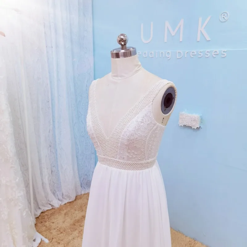 Кружевное пляжное свадебное платье UMK в стиле бохо сексуальные шифоновые