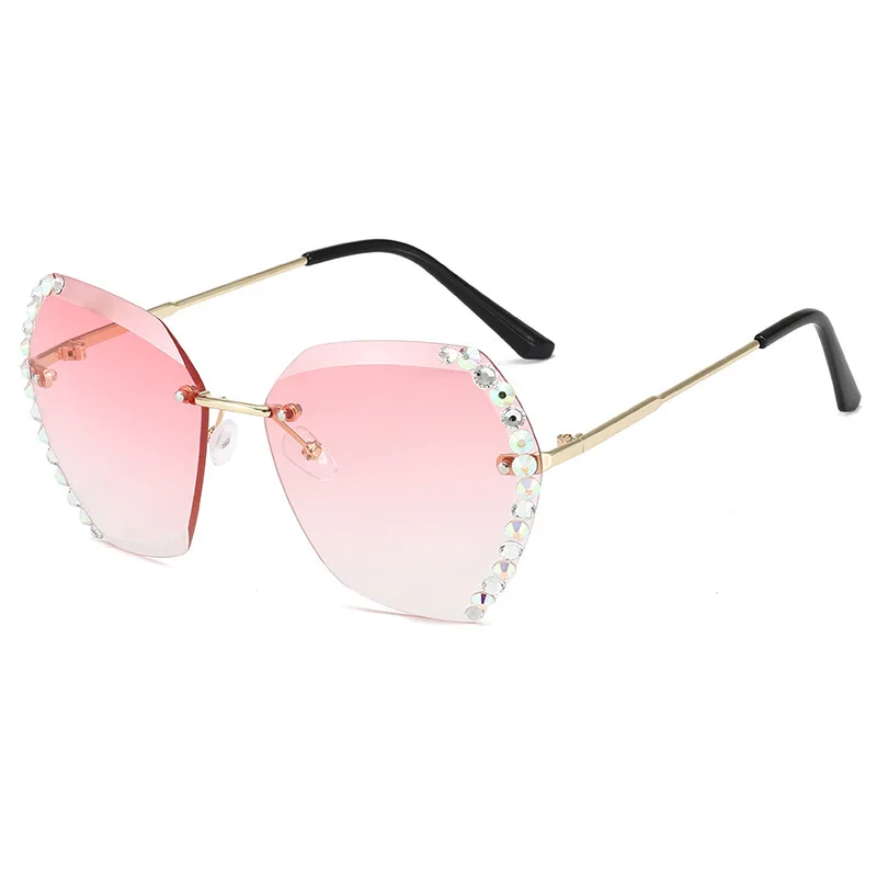 

2020 With drill Luxury Italy Brand Designer Lady Sunglasses Women Vintage Rimless Gradient Sun Glasses For Female UV400