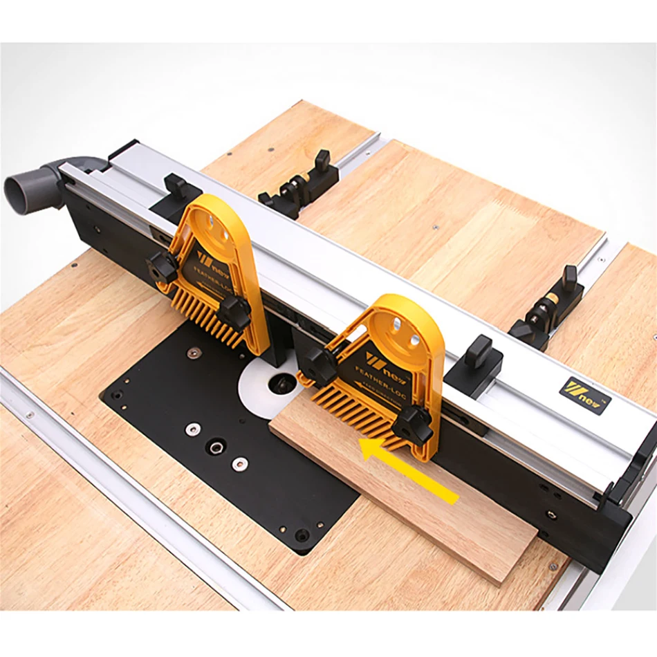 GanWei Router Table Fence Anodized Aluminum DIY Workbenches Router Saw Table Woodworking Tool With Adjustable Stop and Dust Port