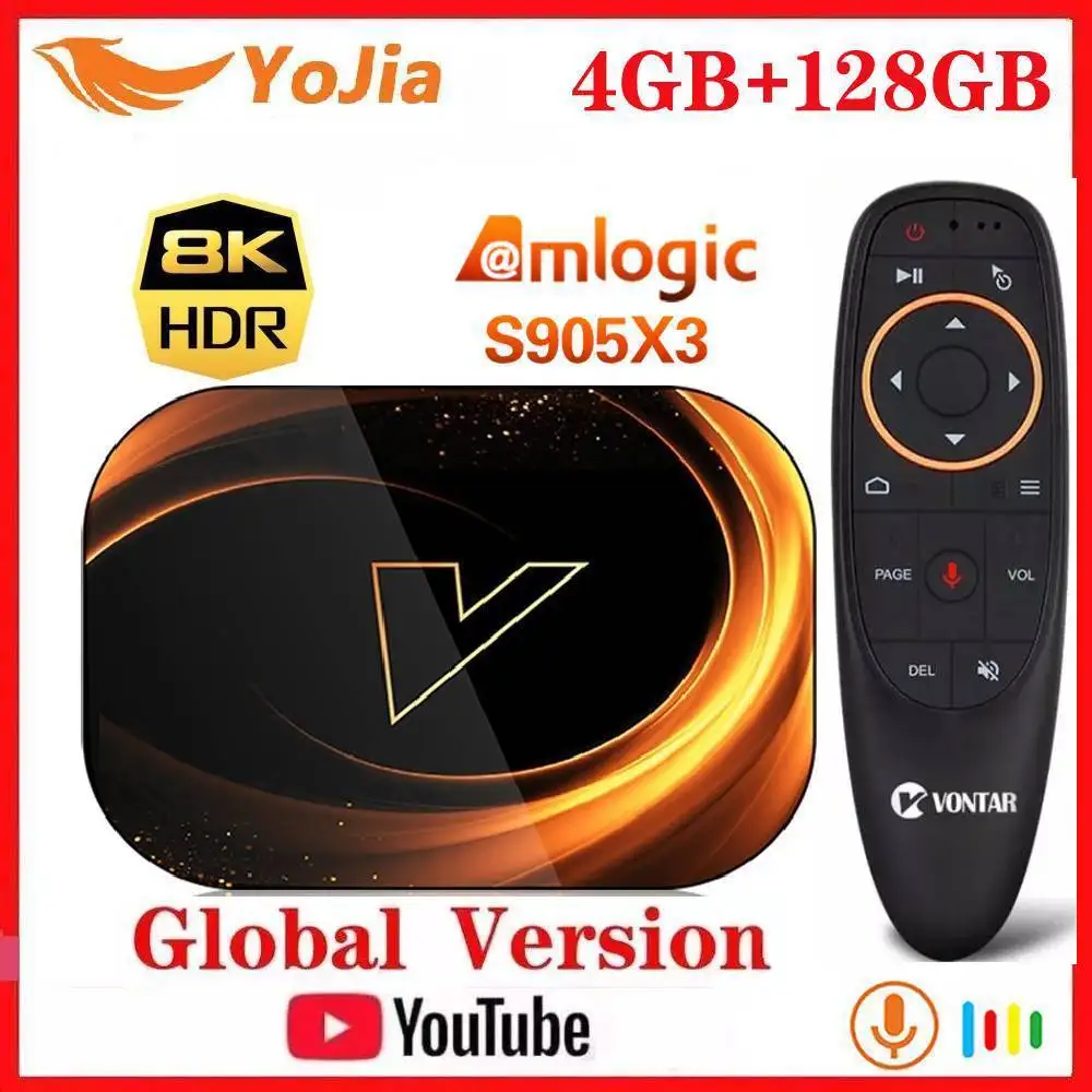 Приставка Смарт ТВ Vontar X3 8K Android 9 0 Amlogic S905X3 Max 4 + 128 ГБ 1000 м Wi Fi|ТВ-приставки и
