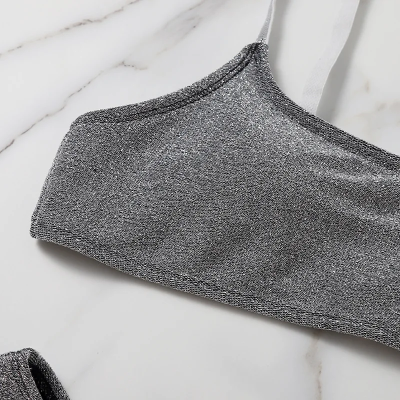 Женское пикантное бикини Cikini модный серебристый раздельный купальник пуш-ап с