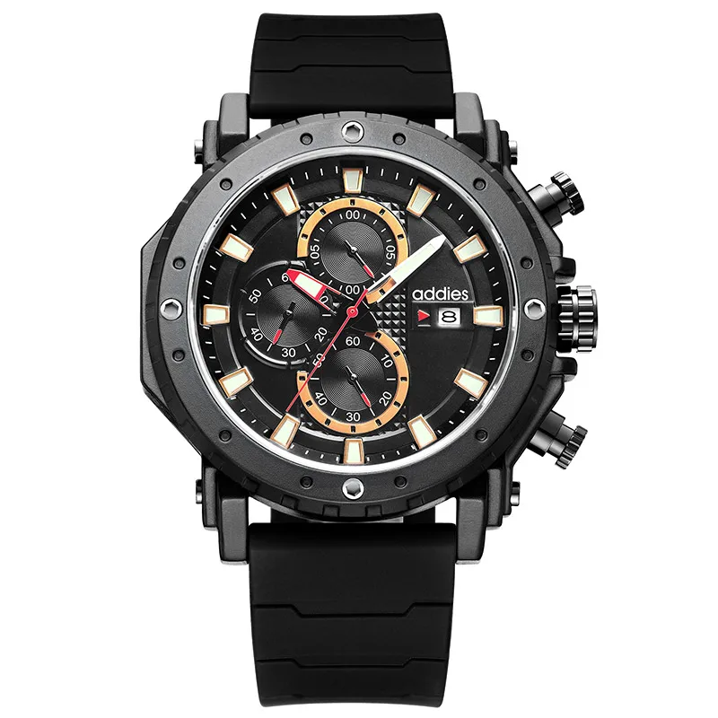 

ADDIES Top Brand Watch Men Military Sport Watches Black Silicone Auto Date Quartz Wristwatches Reloj Hombre Relogio Masculino
