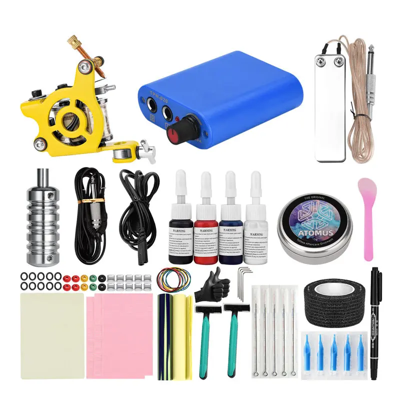 

JimKing Kit de Tatuagem Completo Tattoo Starter Kits Kit de Tatuagem Iniciante Maquinas de Tatuar Kit Tattoo Supply Tool Set